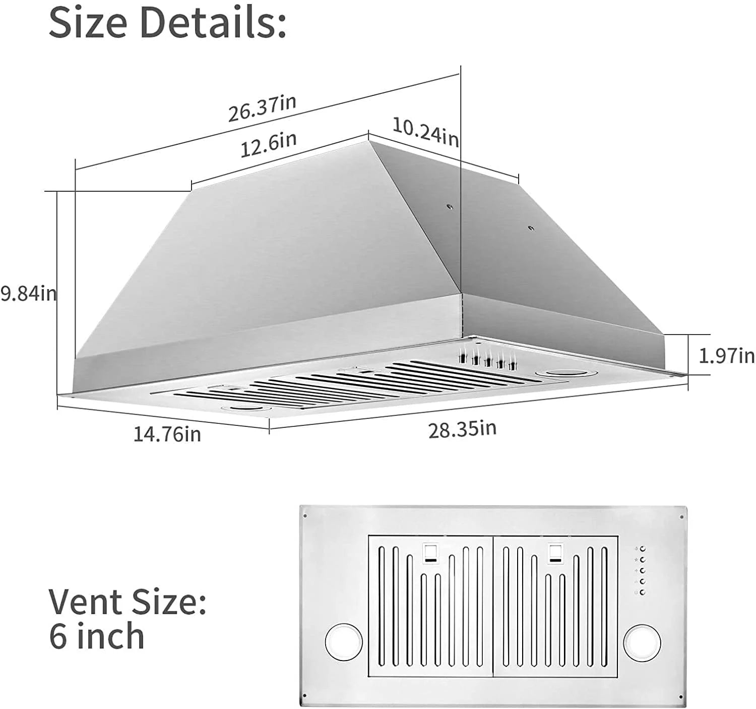 30 inch 600 CFM Built-in Stainless Steel Range Hood Y146025