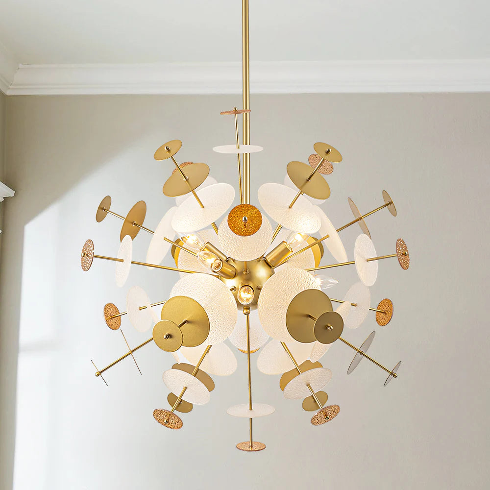 9-Light Linear Starburst Textured Glass Chandelier G905