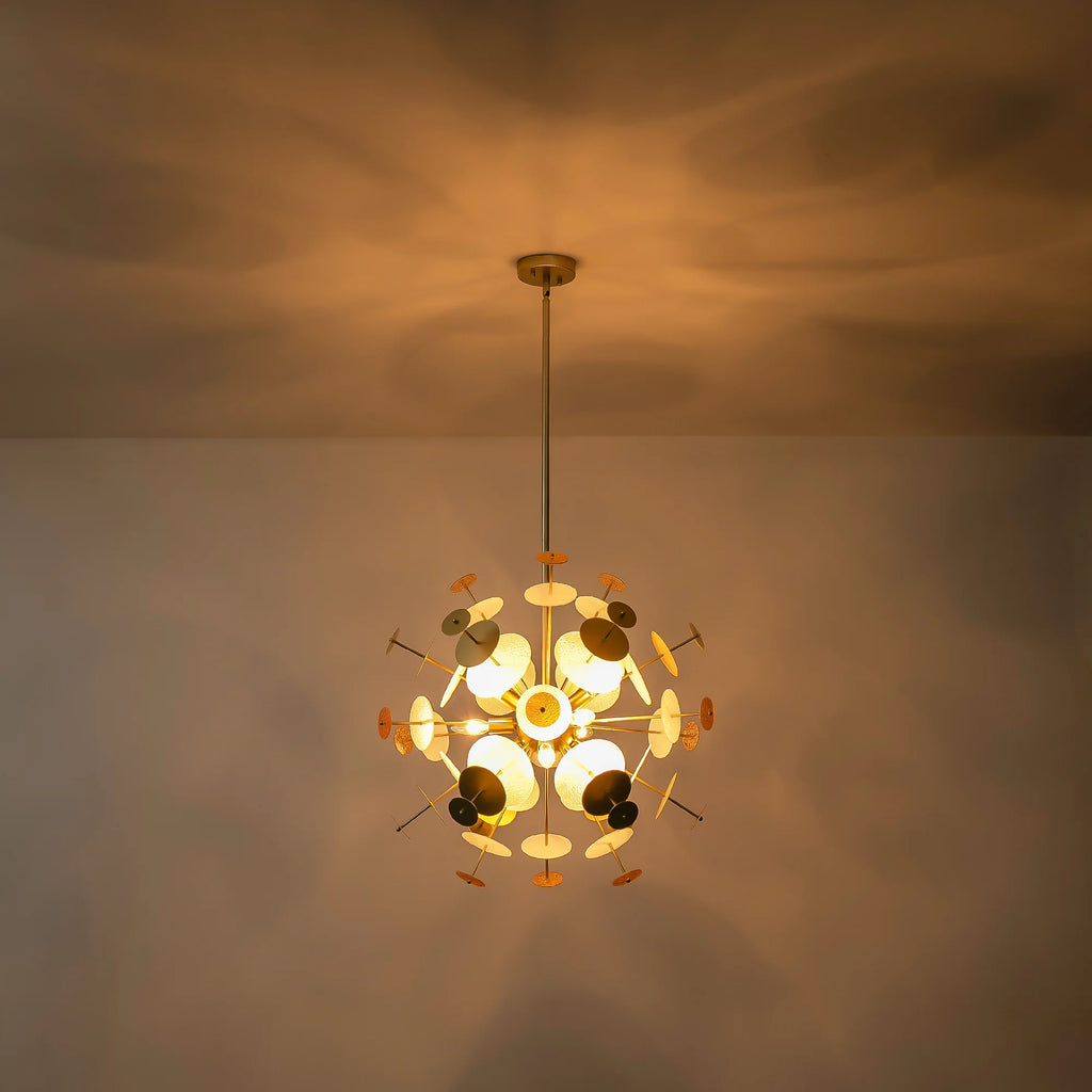 9-Light Linear Starburst Textured Glass Chandelier G905