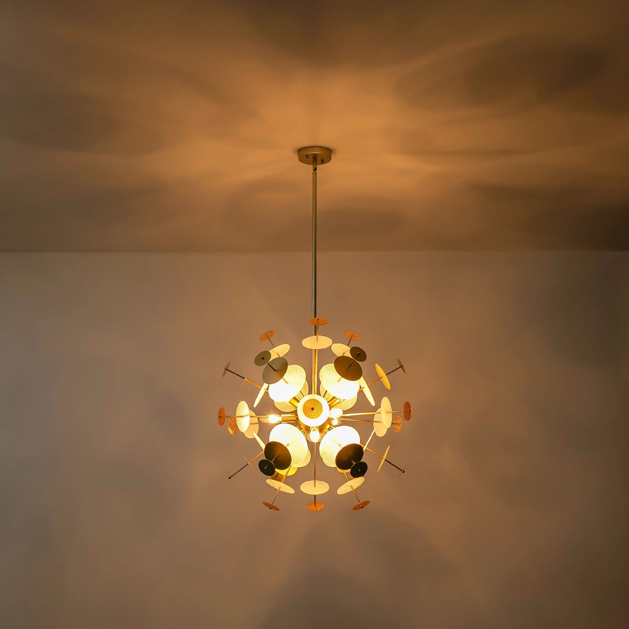 9-Light Linear Starburst Textured Glass Chandelier G905