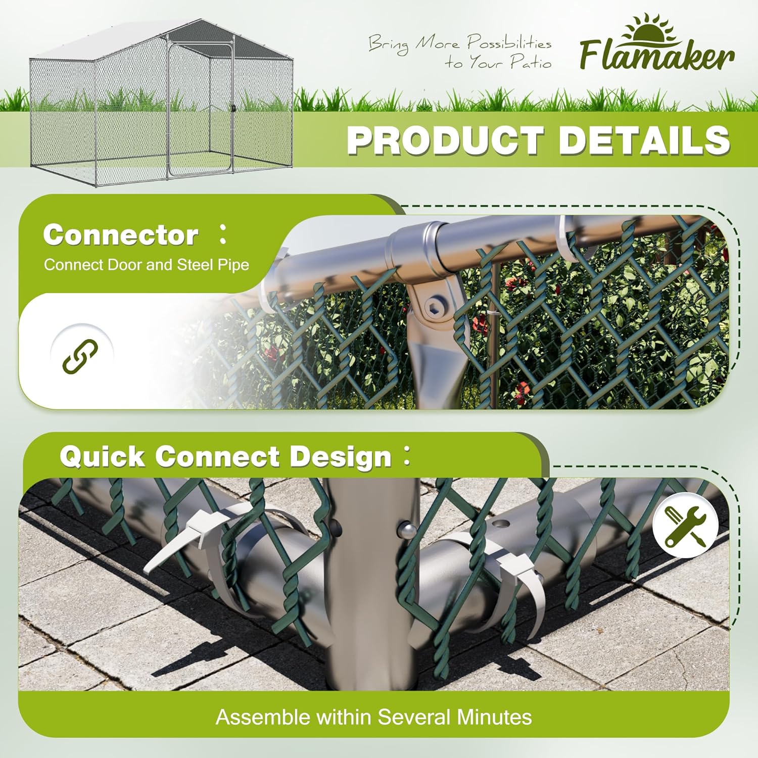 Large Metal Chicken Coop with Water-Resident Cover U8961