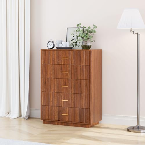 Walnut 5 Drawers Wooden Dresser R245165