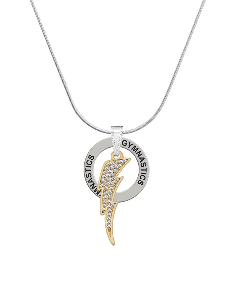 Goldtone Crystal Lightning Bolt Necklace, 18" V488