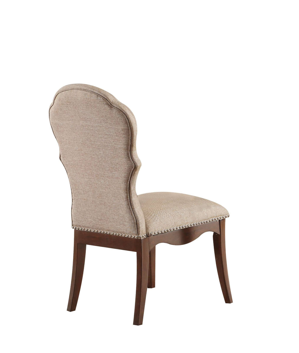 Beige Fabric Walnut Side Chair (Set of 2) U941