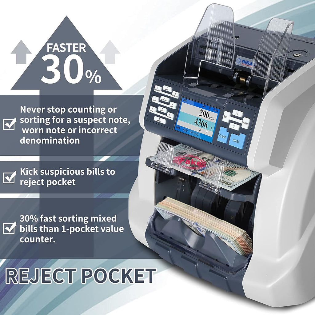 Two-Pocket Money Counter with Reject Pocket M6455