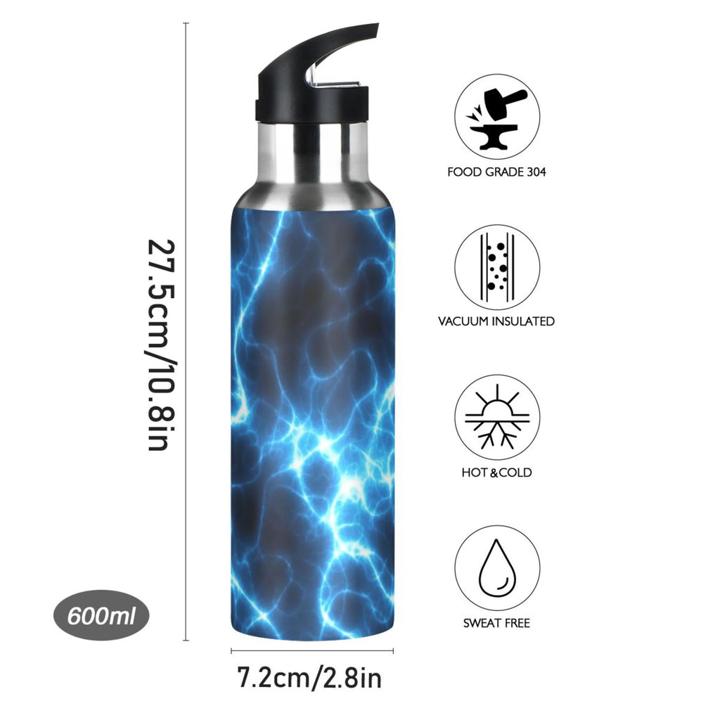 Dark Blue 20 OZ Stainless Steel Vacuum Insulated Water Bottle with Straw Lid U467285