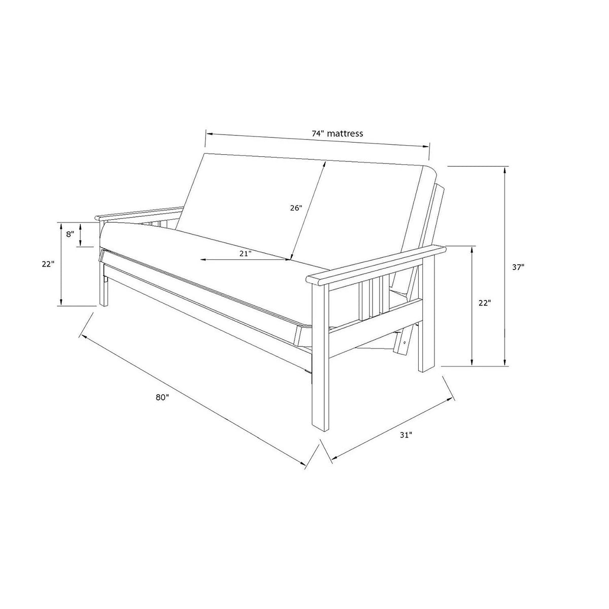 Gothic Grandeur Futon Frame with Mattress I40540