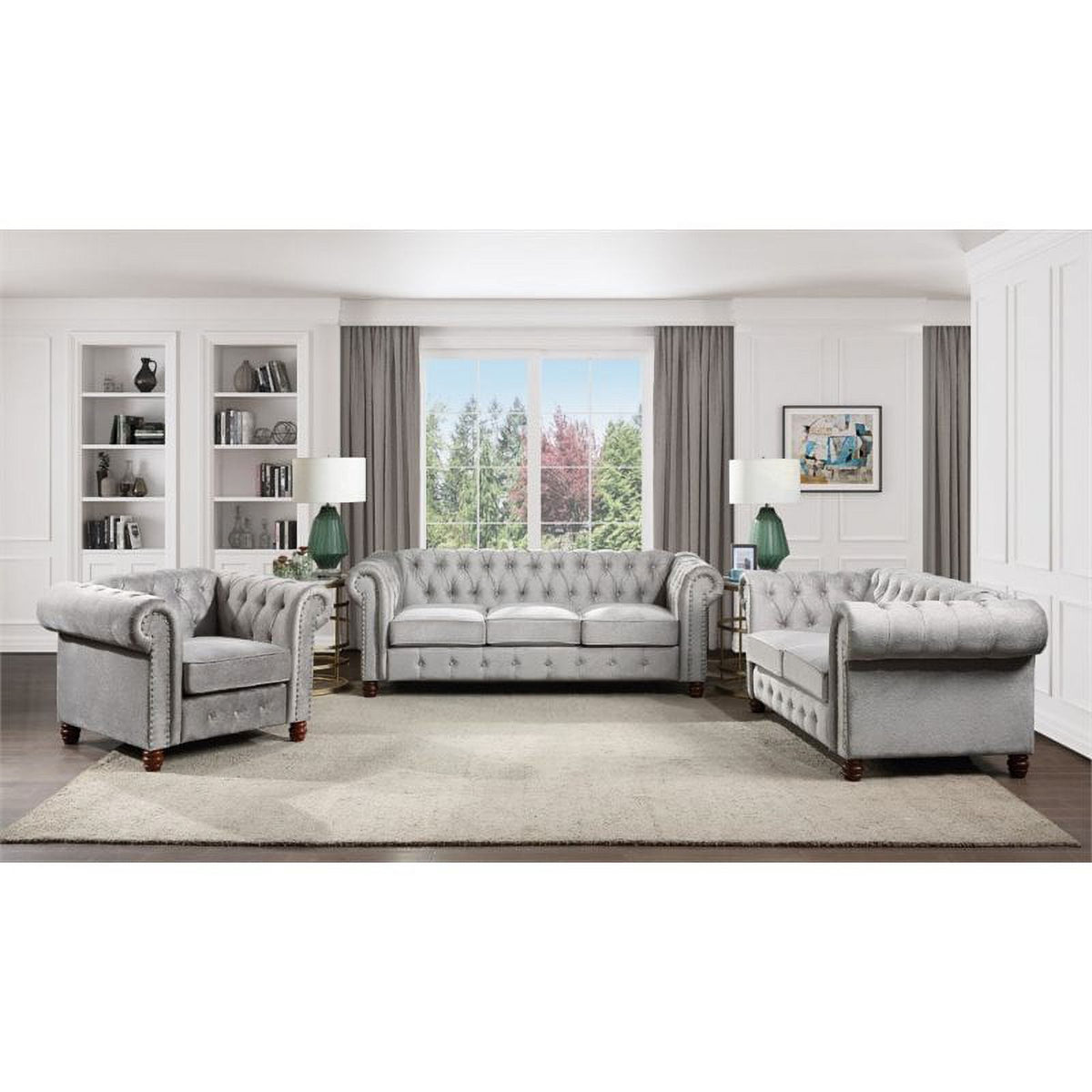 Gray Velvet Chesterfield Sofa G933