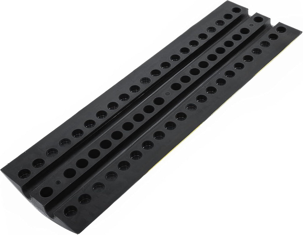 Rubber Speed Bumps 1 Pack 2-Channel 3FT Modular Traffic Driveway Speed Bump Heavy Duty Cable Protector Ramp with 3 Bolts ( 39.4 x 12 W x 2.4 H) Pack of 2 G849335