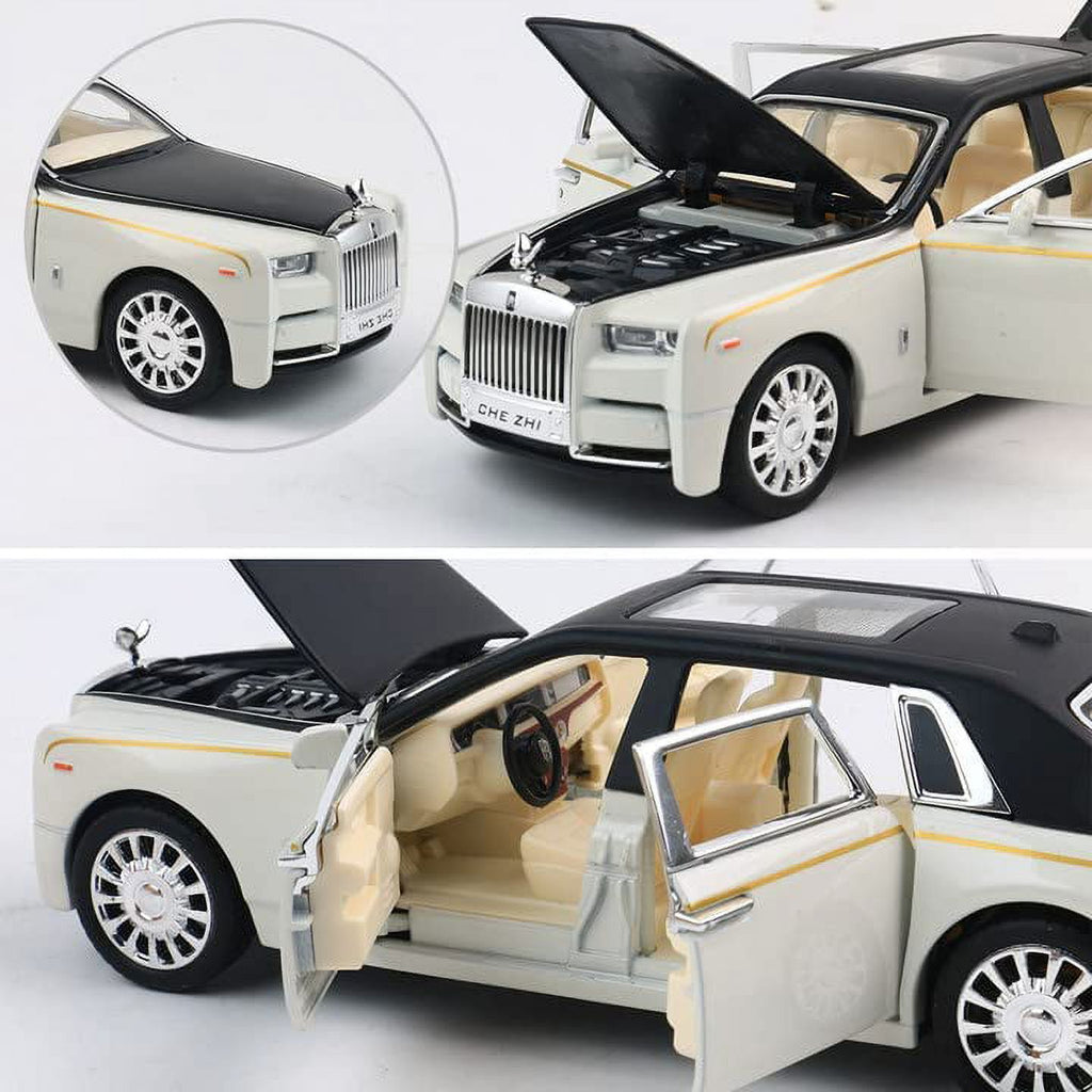 Diecast Cars 1:32 Scale Rolls-Royce Phantom Model Car, Zinc Alloy Pull Back Toy Car with Sound and Light I42776
