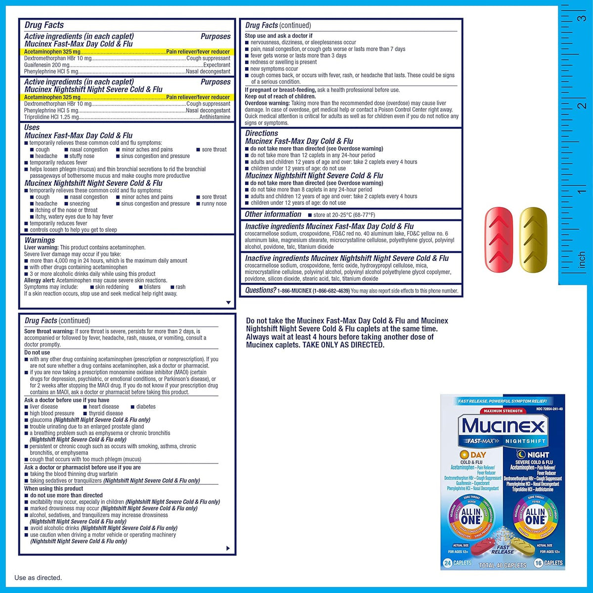 Lysol Disinfectant Cleaning Wipes, Lemon and Lime Blossom, 320 Count (Pack of 4) and Mucinex Fast-Max Day Cold & Flu & Night Severe All in One, 40 caplets (24 Daytime, 16 Nighttime) Pack of 2 G9538