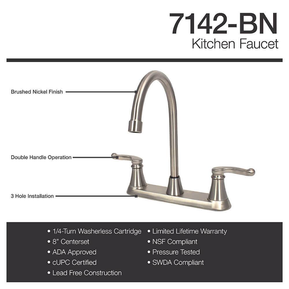 Brushed Nickel Double Handle Kitchen Faucet M8387