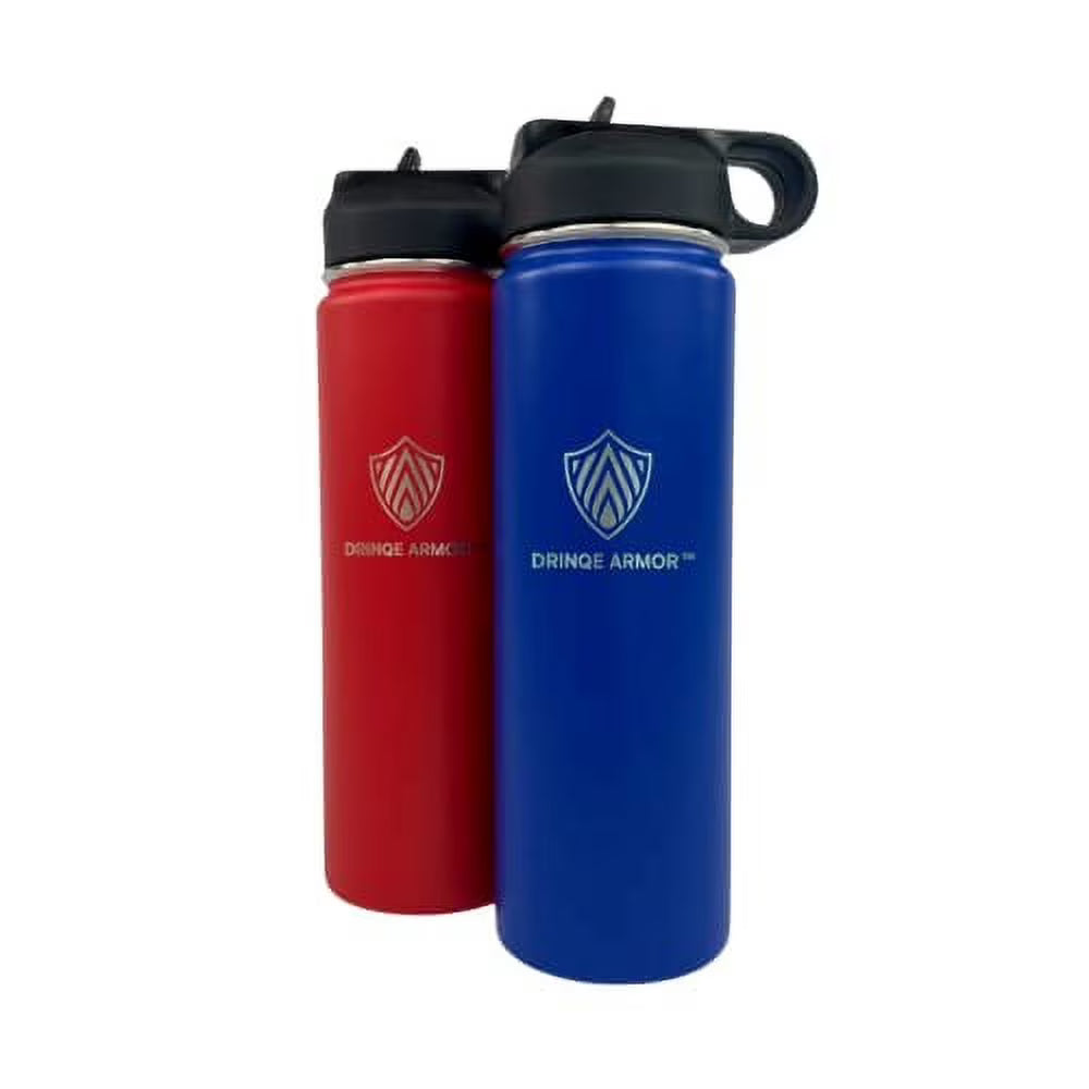 2 Pack Stainless Steel Insulated Water Bottle with Straw and Standard Lid, 24 oz U9502