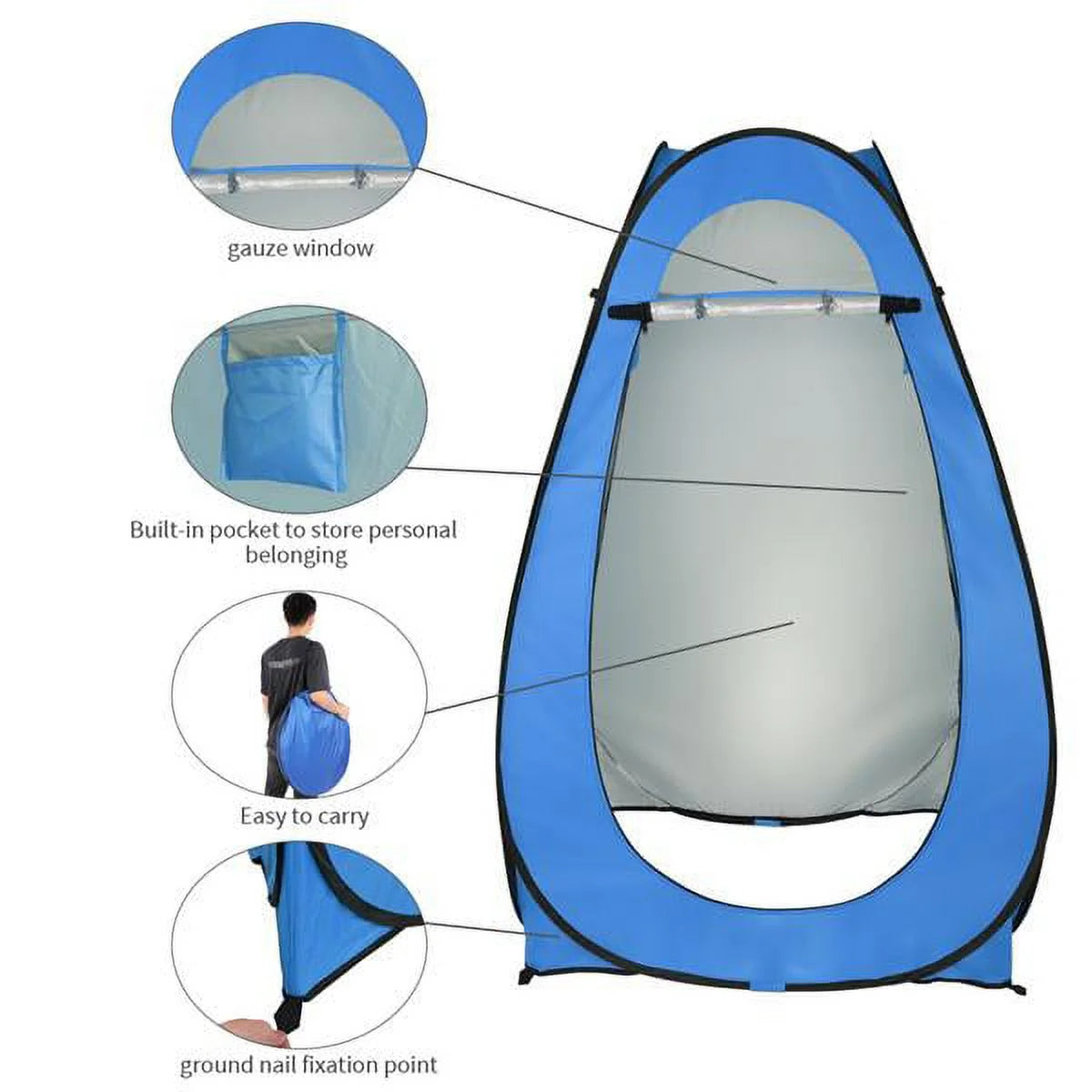 Blue Pop Up Toilet Shower Tent Changing Room Camping Shelter O28151