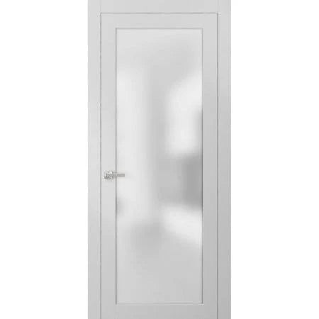 Frosted Glass Door 32 x 84 White Satin Nickel Hardware Q176