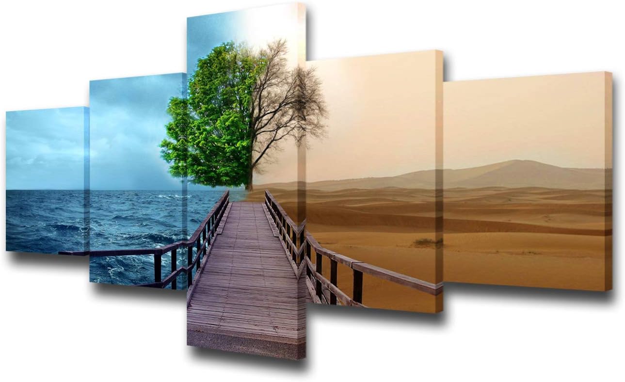 5 Panels Black and White Canvas Prints Wall Art Z9220