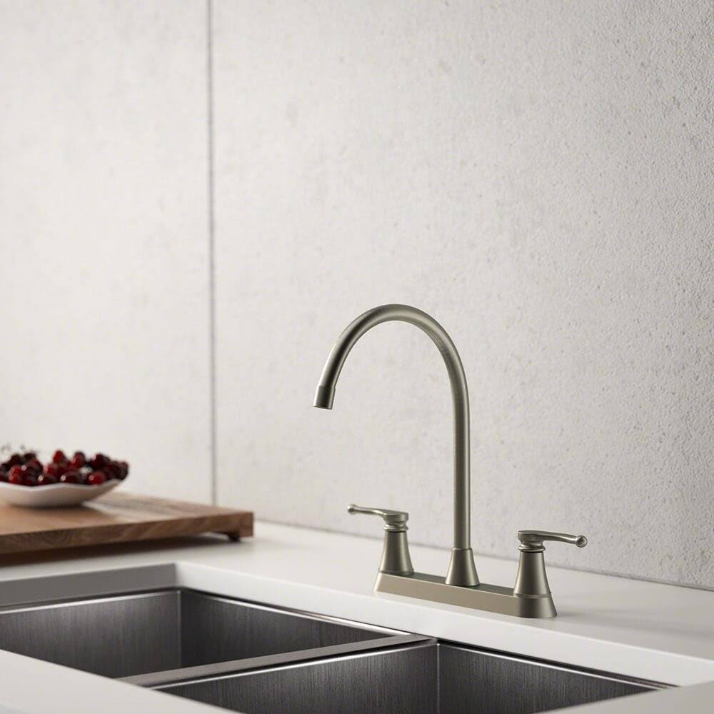 Brushed Nickel Double Handle Kitchen Faucet M8387