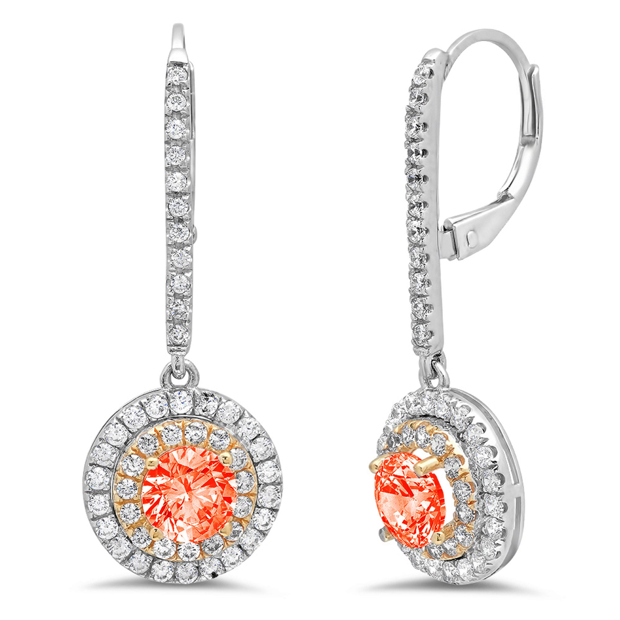 18K White Pink Rose Gold Red Simulated Diamond Earrings I8152