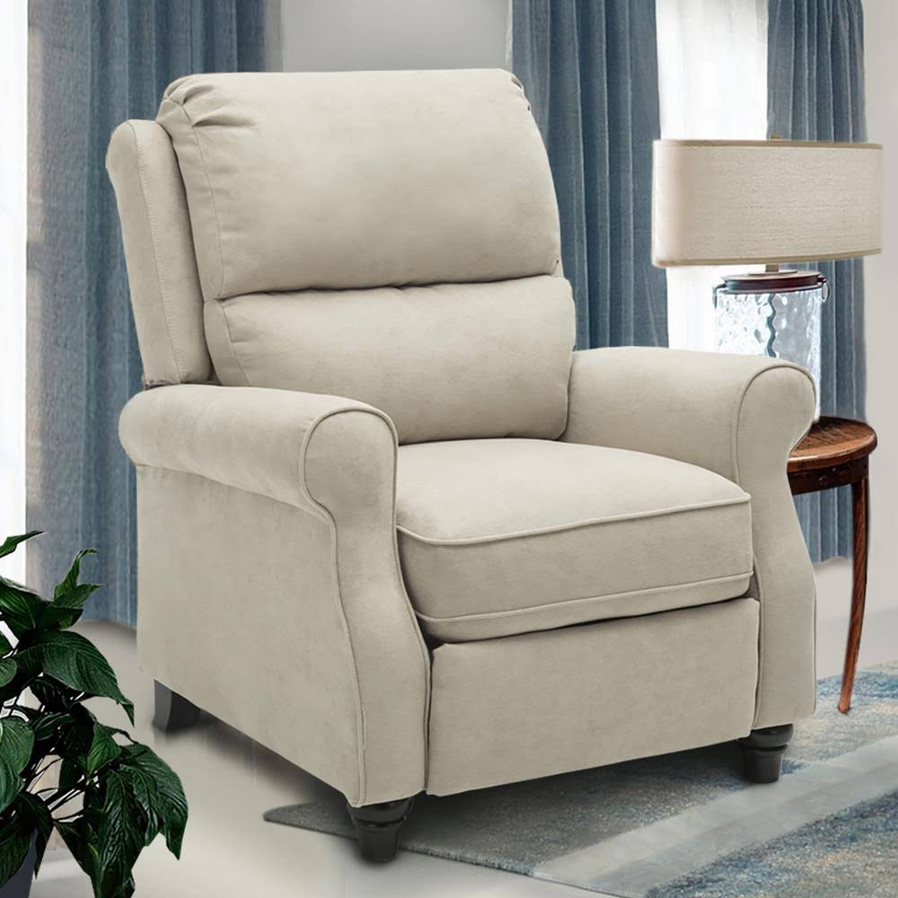 Plush Recliner Chair with Sturdy Frame Manual Push Back Recline C90564