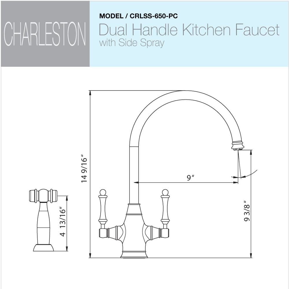 Oil Rubbed Bronze Two Handle Kitchen Faucet with Sidespray Q770704
