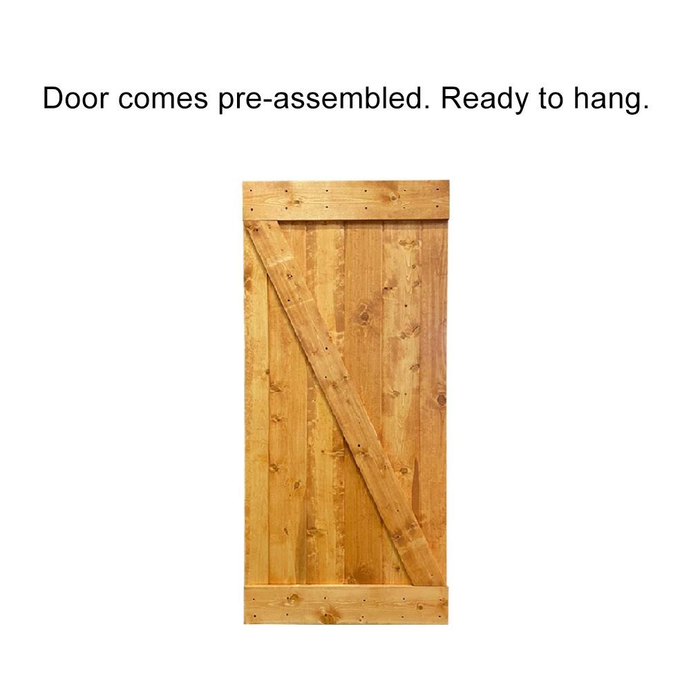 Weather Oak Stained Wood Interior Sliding Barn Door with Hardware Kit I421935
