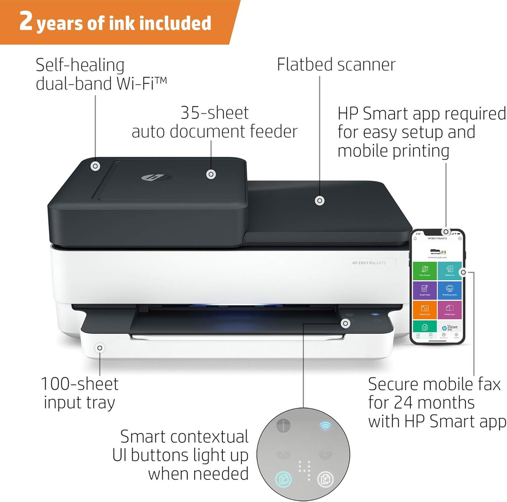 HP Envy Pro 6475 Wireless All-in-One Printer (Renewed) A4798