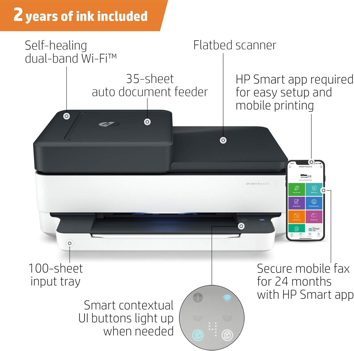 HP Envy Pro 6475 Wireless All-in-One Printer (Renewed) A4798