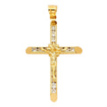 14k Yellow Gold CZ Crucifix Pendant Necklace 33x42mm E575