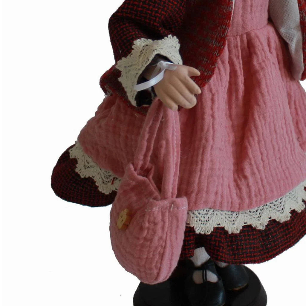 Pink Dress Porcelain Doll with Display Stand O1033