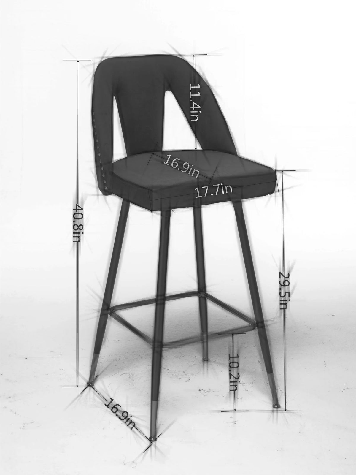 Black Velvet Bar Stools with Back, 30 inch Seat Height, Set of 4 Z218734