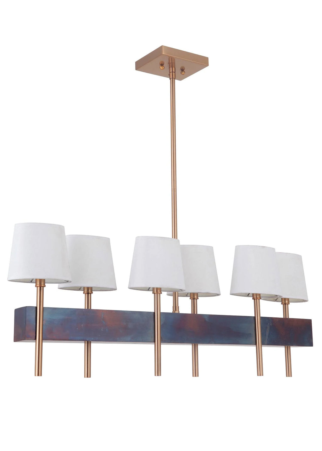 6 Light Island - Fired Steel/Satin Brass C34301