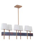 6 Light Island - Fired Steel/Satin Brass C34301
