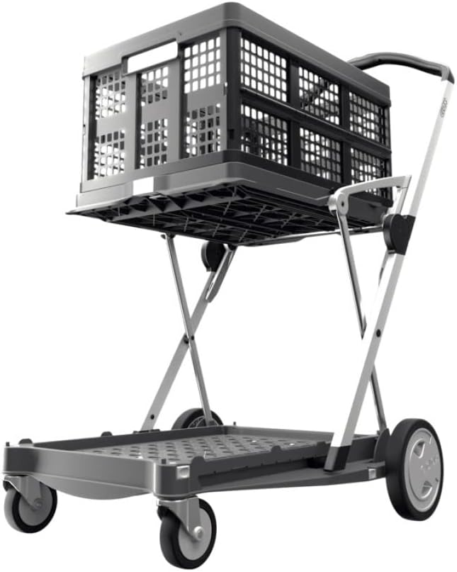 Pink Collapsible Shopping Cart with Storage Crate M2110