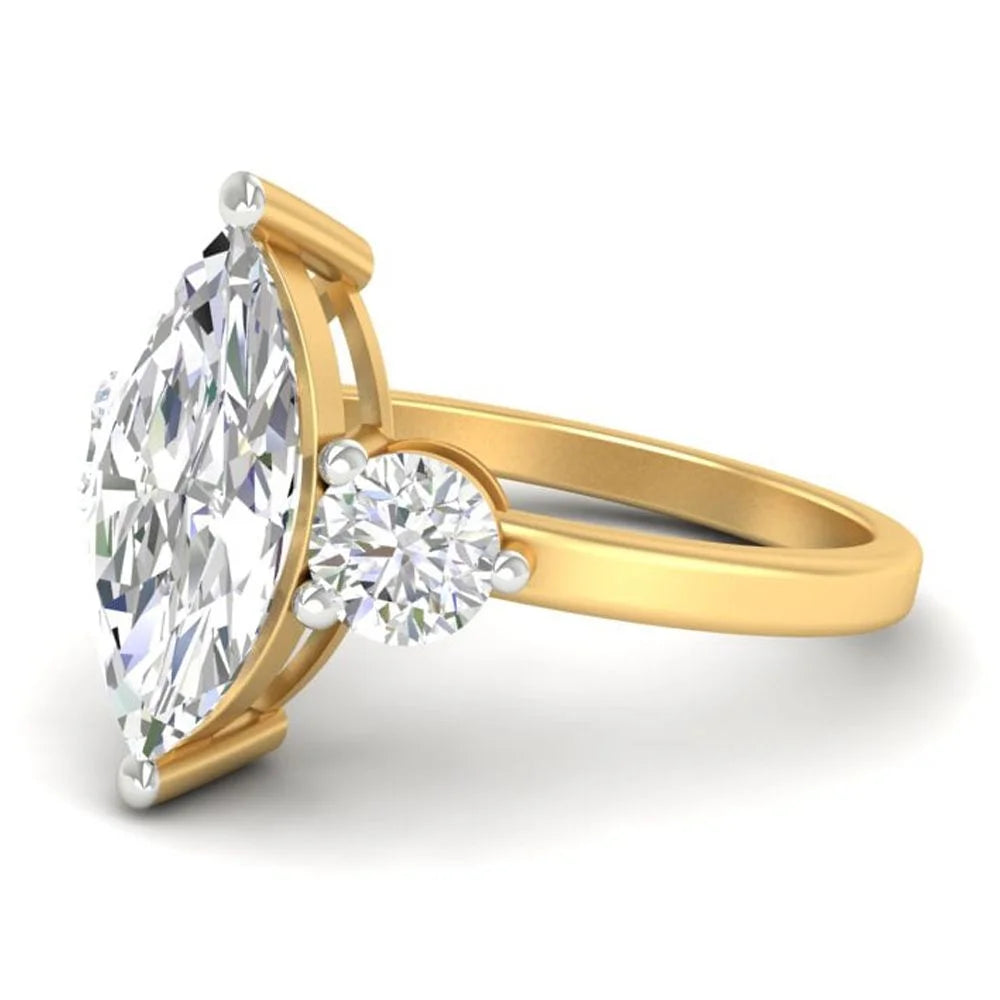 2Ct Marquise Cut Moissanite Engagement Ring 14K Yellow Gold Plated S399