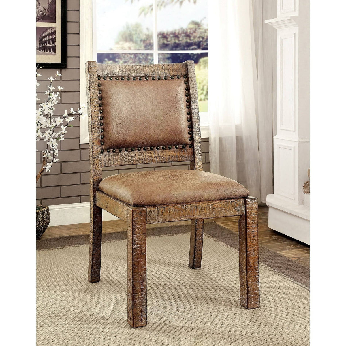 Rustic Pine Side Chair Set of 2 R36595
