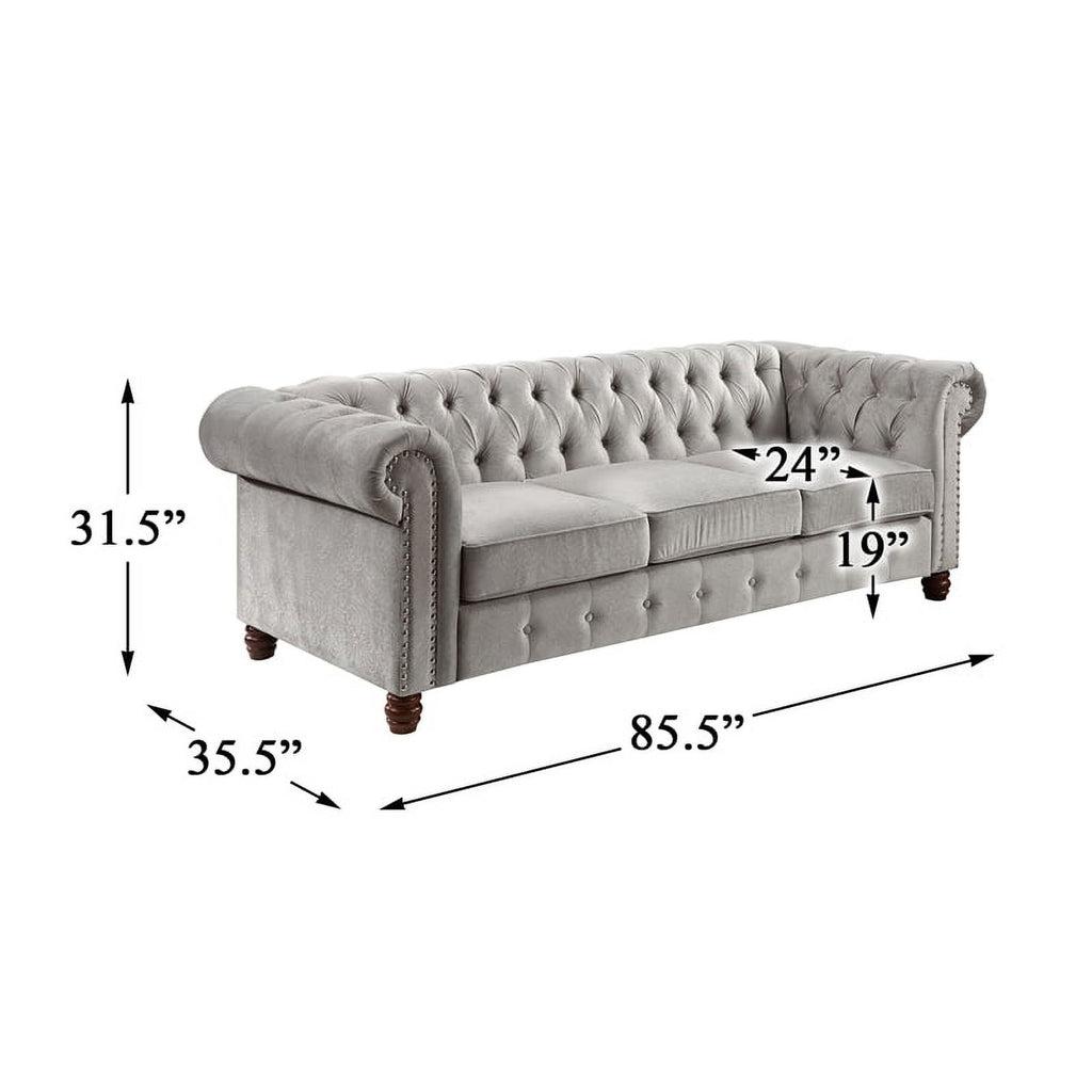 Gray Velvet Chesterfield Sofa G933
