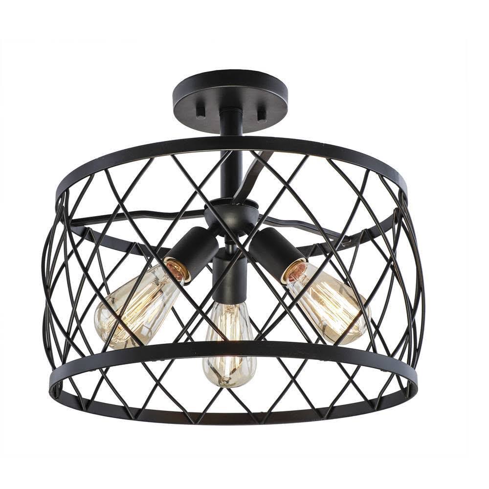 Black 3-Light Semi-Flush Mount O970