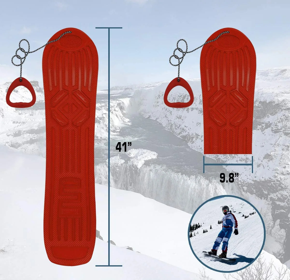 Snowboogie Snowboard 105 Single Rider Snow Board with Tow Leash D7532