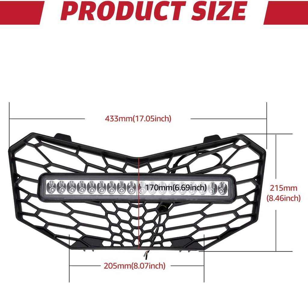 Front Mesh Grill with LED Light Bar for Maverick Trail E50017