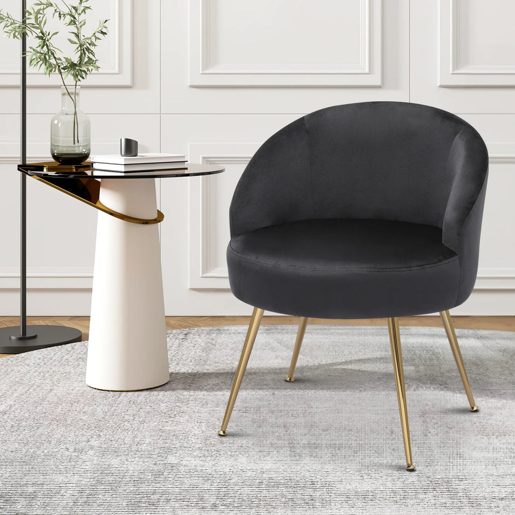Black Velvet Accent Chair with Golden Metal Legs M865055