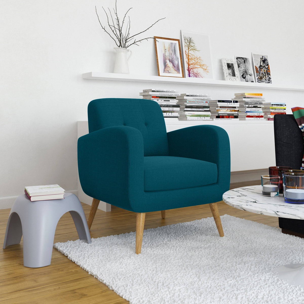 Cherry Red Mid-Century Modern Arm Chair T9401