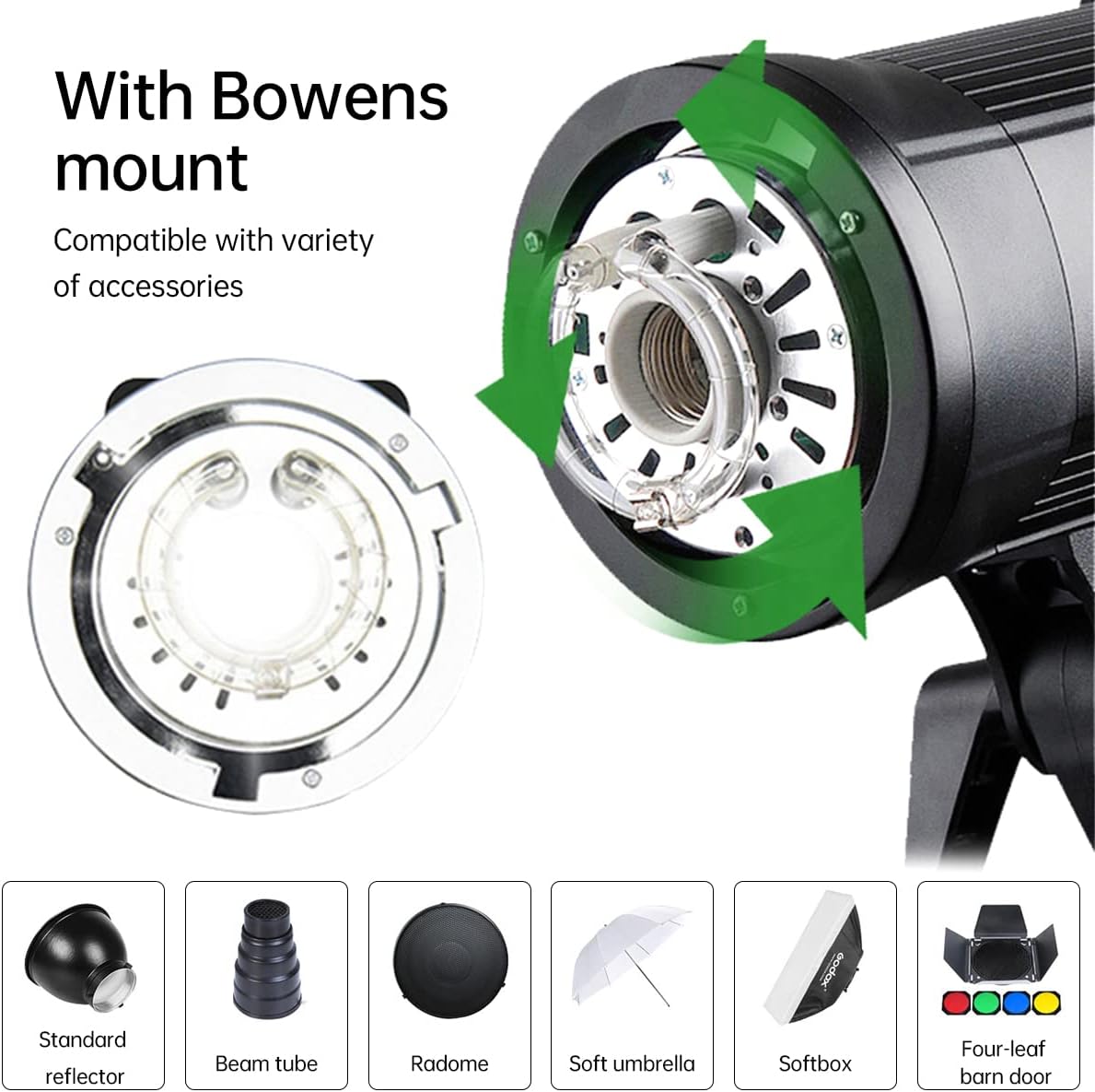 2-Pack 800Ws Photo Studio Strobe Flash Monolight Kit with Light Stands, Reflectors, Barndoor Kits P20211