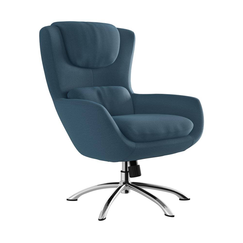 Caribbean Blue Plush Velour Swivel Rocker Armchair R233902