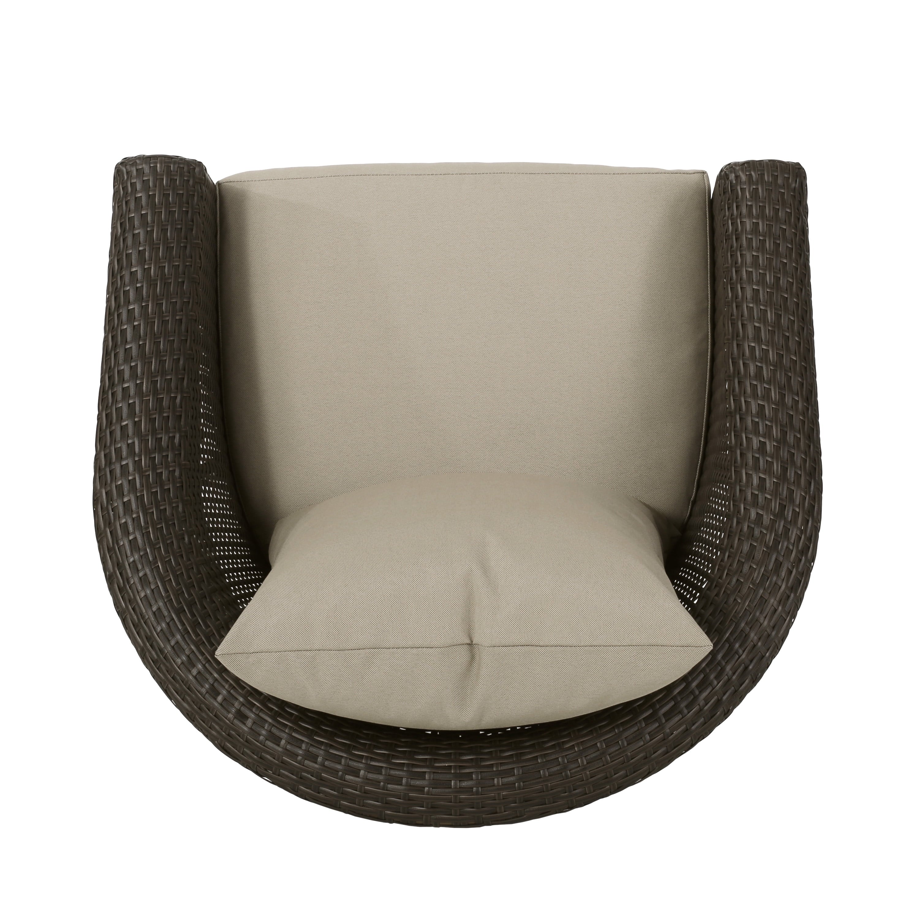 Mixed Brown and Mixed Khaki Wicker Swivel Club Chair E304626