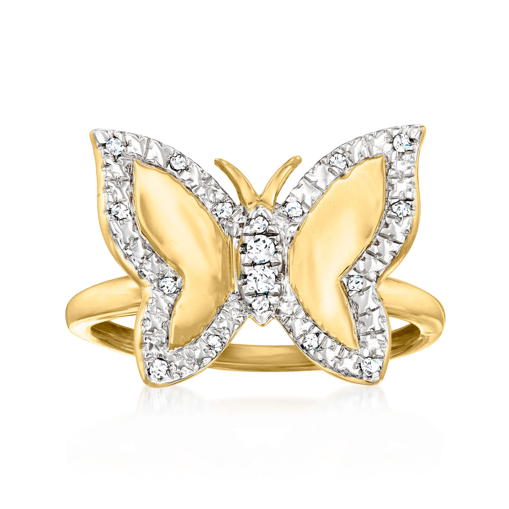 Diamond Butterfly Ring in 18kt Gold Over Sterling N506142