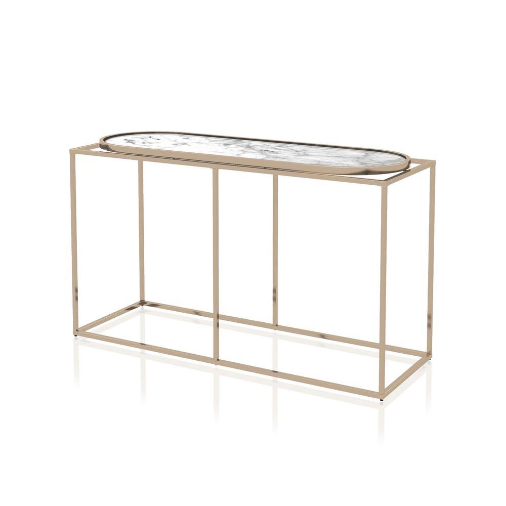 White Rectangle Composite Console Table D2785
