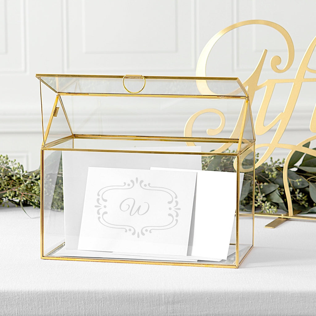 Gold Glass Terrarium Card Holder Z1934