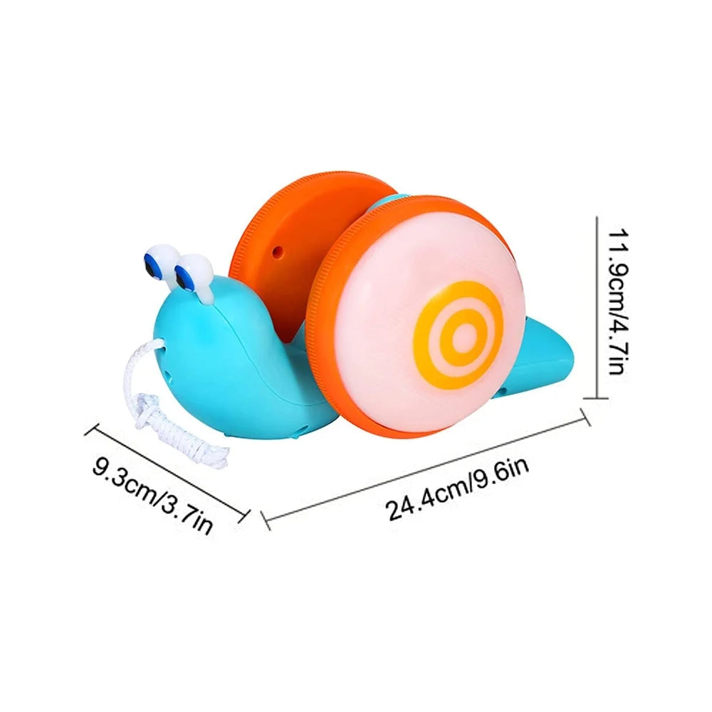 Colorful Light Music Push Pull Walking Snail Toddler Toy W7397