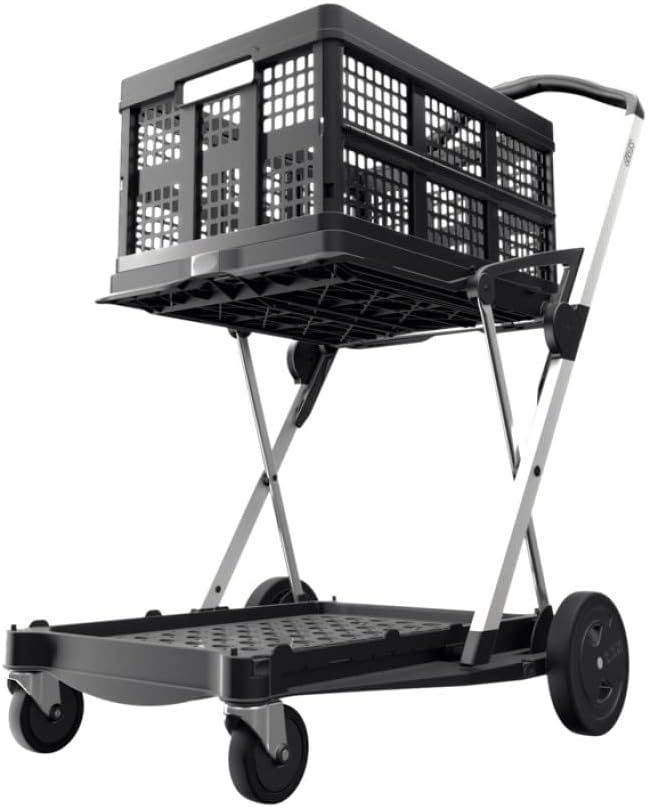 Pink Collapsible Shopping Cart with Storage Crate M2110