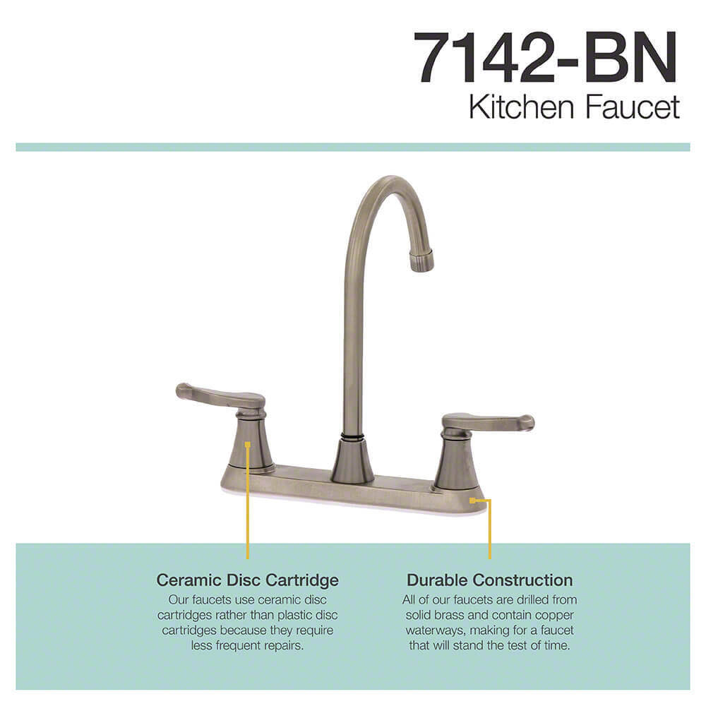 Brushed Nickel Double Handle Kitchen Faucet M8387
